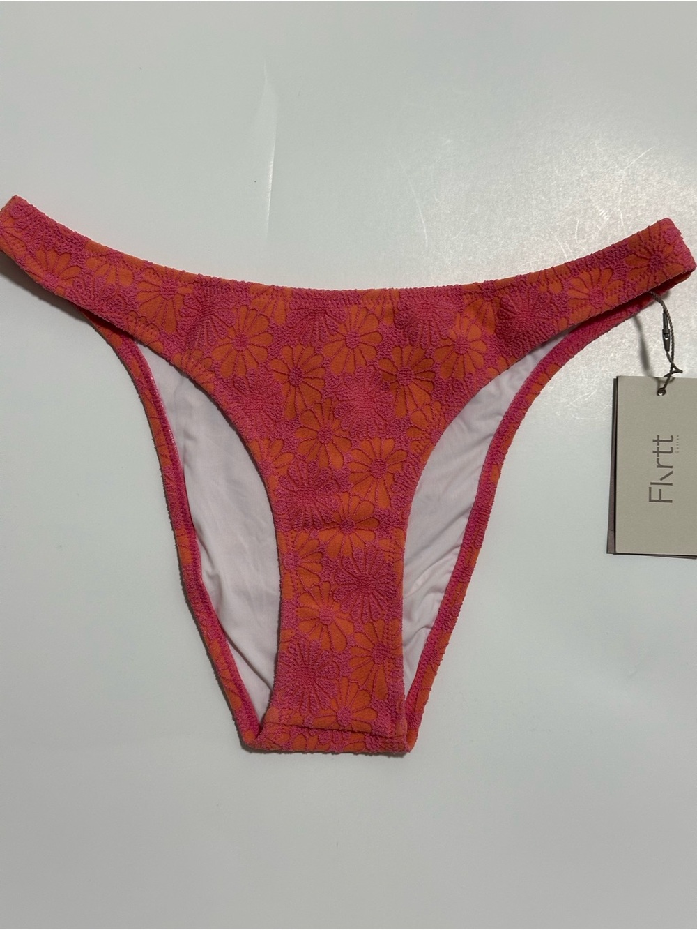 Floral Mid-Rise Bikini Bottom in Pink and Orange - Picture 1 of 3